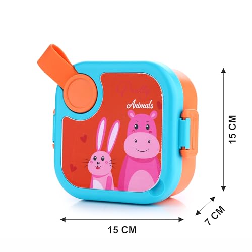 Image of Homeor Stainless Steel Box with Spoon, Tiffin Box for Kids, Airtight BPA Free & Leakproof Lunch Box, Steel Box for School Girls and Boys, Snacks Tiffin for Kids, 500 ML, Orange & Pink