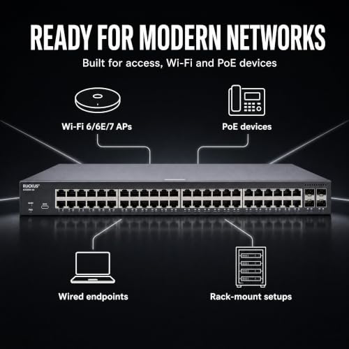 Image of Ruckus ICX8100-48-X Managed Switch, 48x 10 /100 /1000 Mbps RJ-45, 4x 10GbE SFP+ Uplinks - Enterprise Layer 2 Access Switch, No Licensing Required