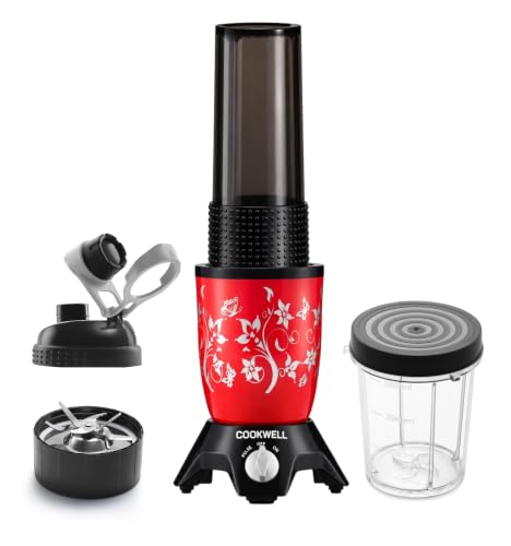 Image of Cookwell Bullet Mixer Grinder (2 Jars, 1 Blade, Imperial Red), 600 Watts - 2 Year Warranty