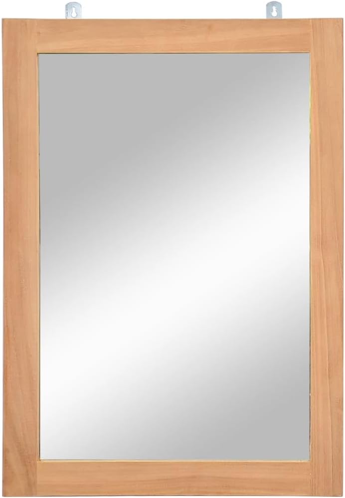 vidaXL Mirror Natural Wood Solid Teak Wood and Glass 19.7 x 27.6 in