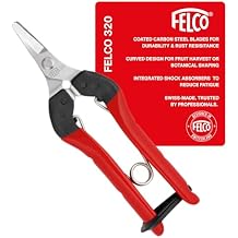 Felco F320 Pruning Snips 6" Garden Clippers with Curved Blade & Rounded Tip | Pruning Shears for Gardening | Garden Snips and Pruners with Carbon Steel Blade, Sap Groove