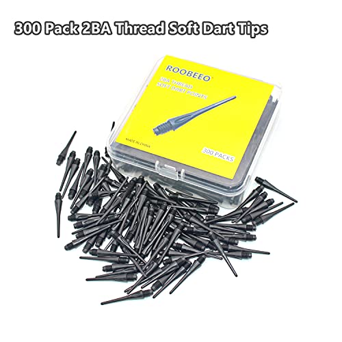 Roobeeo 2Ba Thread Plastic Tip Dart Points 300 Pack Soft Dart Tips Replacement Dart Accessories-Black #TOP7