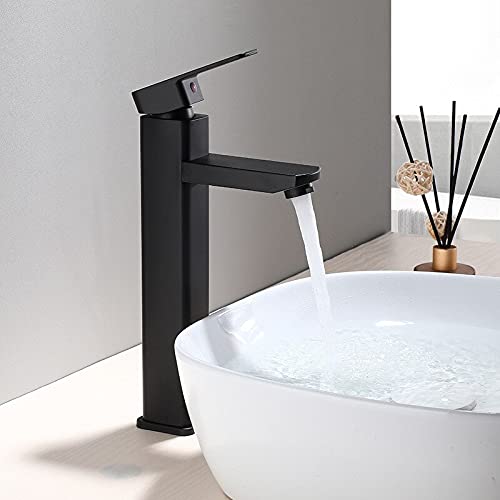 Mélangeur de lavabo mitigeur robinet d'évier chaud et froid noir pour salle de bain SUS 304