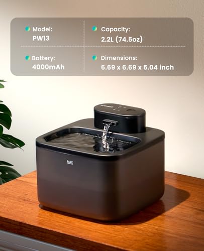 oneisall Wireless Cat Water Fountain for Drinking,20dB Ultra-Quiet Integrated SilentFlow Pump Battery Operated Cat Fountain Motion Sensor,Easy to Clean Automatic Pet Water Dispenser - Image 10