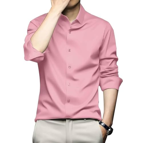 Image of DEELMO Men's Stylish Solid Satin Casual Shirt for Men Full Sleeves| Poly Satin Silk Shirt