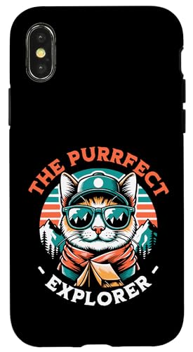 ¡El explorador Purrfect! Funny Cat Group Camping Vacaciones Carcasa para iPhone X/XS
