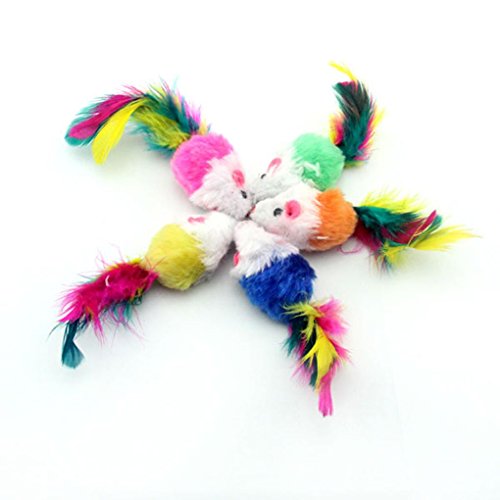 souris avec plumes colorées en forme de queue Décoration Jouets pour chats au hasard souris petite souris queue chat Pet jouet Cover