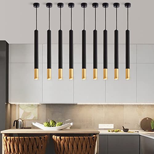 Suspension cylindrique LED tube long lustre moderne alu 8x60cm - 4