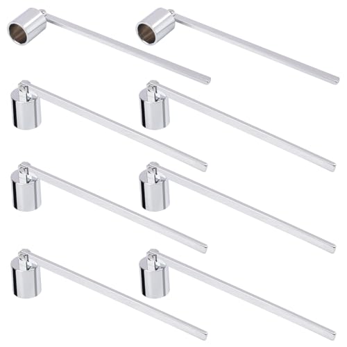 Biugaaufai 8 Pack Silver Candle Snuffer, Premium Stainless Steel Wick Flame Extinguisher, 6.3 Inch Long Handle, Elegant Design for Scented Candles, Wick Snuffer for Candle Lovers