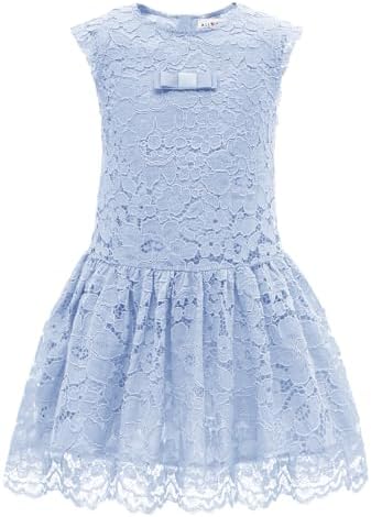 ALLOVIN Girls & Toddlers Spring Easter Lace Drop Waist A-Line Flo...