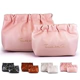 【雑誌掲載!便利な大小セット】 化粧ポーチ メイクポーチ 2個セット 可愛い 小さめ レディース コスメ ポーチ 小物入れ ナプキンポーチ 防水 防汚 RIMINA ピンク