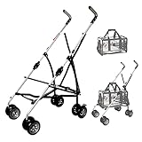 Double Pet Strollers Carbon Steel Frame Travel System 4 Wheels for 2 Dogs And Cats Max Loading 66Lbs Pet Trolley, Compatible with Airline-Approved Pet Carrier Foldable,Pet stroller without carrier