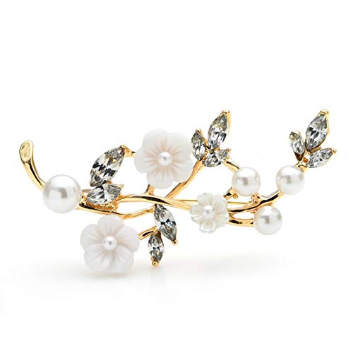 Broche fleur de prunier blanche en strass idéale pour le bureau