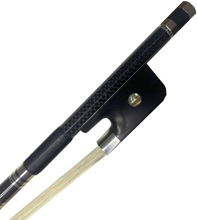 New 3/4 Size Top Model, upright bass bow plaid carbon fiber Bass Bow white Horsehair French Bass Bow for adult