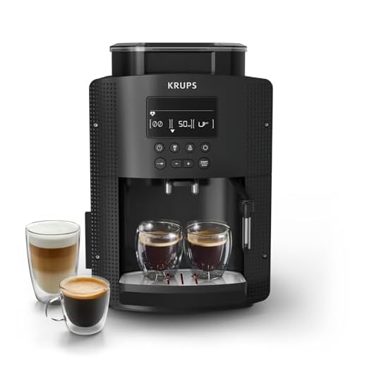 A découvrir pour les amateurs de café ! 4 Krups YY8135FD Machine à Café Automatique avec Broyeur à Grains Essential Ecran LCD Cafetière Café Grains Pression 15 Bars Thermoblock Espresso Noir