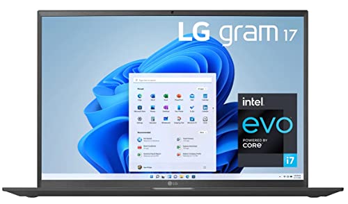 LG Gram Intel Evo 11th Gen Core i7 17"(43cm) Ultra-Light Laptop (16 GB RAM, 512 GB SSD, New Windows 11 Home Preload, Iris Xe Graphics, USC -C x 2 (with Power), 1.35 kg, 17Z90P-G.AH85A2, Black)
