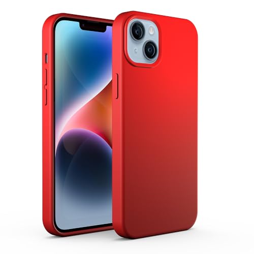 N NEWTOP Custodia Cover Compatibile per iPhone 14, ORI CASE TPU Silicone Semi Rigido Colori Fodera Interna Microfibra Morbida Protezione Anti Urto Tocco Liscio Setoso Guscio (Rosso)