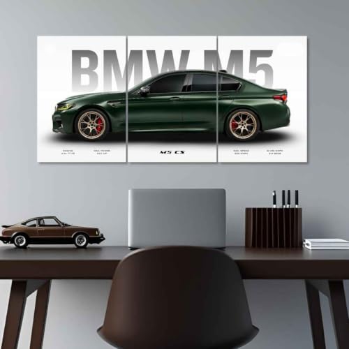 Image of Funk You Store BMV M5 Poster Split Design BMV Car Posters | 3 A3 Sized Cars Poster for Wall | Large Size (89 x 42 cm) Sportscar Wall Decor | M5 CS Car Posters for Room | Supercar (B 028)