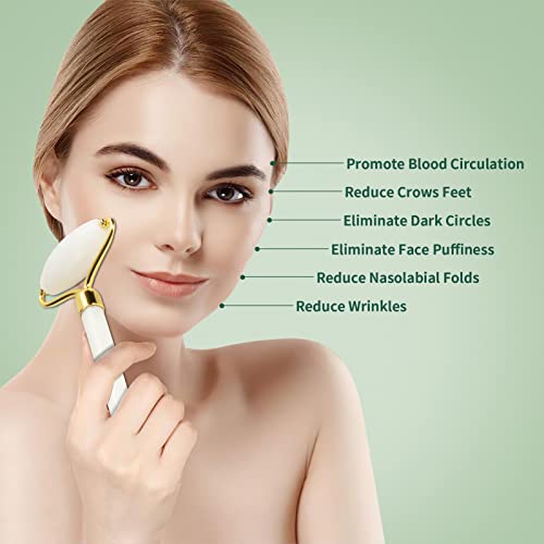 Yltneuqer Jade Roller Gua Sha Set - Skin Care Set, Natural Beauty Skin Care Tools, Face Roller Massager For Face, Neck, And Eye Treatment (White) #TOP3