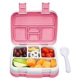 Redlemon Lonchera para Niños Tipo Bento Box de 5 Divisiones, Sellado Hermético Antiderrames, con Recipiente para Comida...