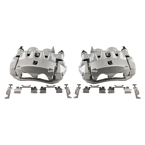 Image of TRQ Front Driver and Passenger Side Brake Caliper Set Caliper Brackets Hardware Compatible with 14-17 Ram ProMaster 1500 without Heavy Duty Brakes 14-17 ProMaster 2500 without Heavy Duty Brakes