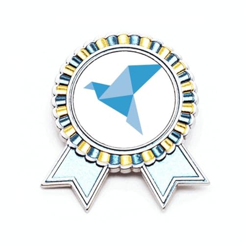 Broche bleue motif pigeon origami en métal M, idée cadeau originale