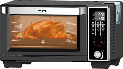 Image of WHALL Air Fryer Oven, Max XL Large 30-Quart Smart Convection Oven,11-in-1 Toaster Oven with Steam Function,12-inch Pizza,6 slices of Toast, 4 Accessories Included, Stainless Steel /1700W, BLACK