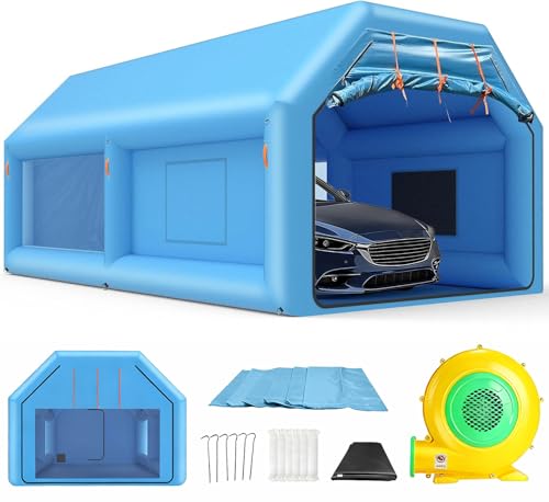Ziziella 20x12x9FT Inflatable Paint Booth Portable Paint Booth Spray Paint Tent with Air Filter System & Blower for DIY Spray Car Truck Motorcycle Garage Auto Part Painting