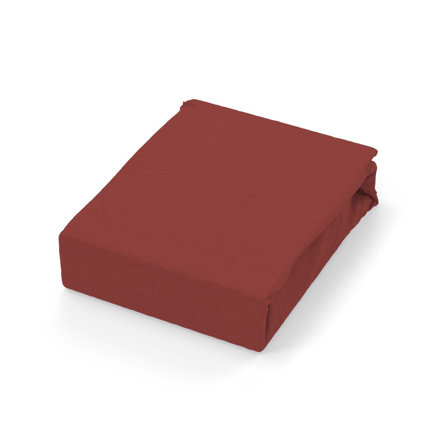 Soleil d'ocre, Plain Brick Cotton Flat Sheet 57 Thread Count 260 x 300 cm, Red - Image 2