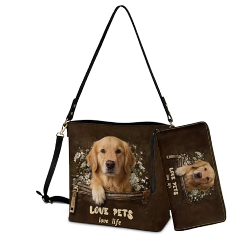 Image of Bucket Crossbody Bag Set for Women Lady, Leather Purse and Wallet Set Large Bucket Bag with Wallet