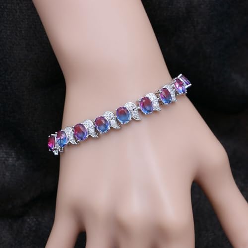 Image of LMXXVJ Fashion Tennis Bracelet Created Emerald White Gold Plated Charm Bracelet Gifts Jewelry for Women