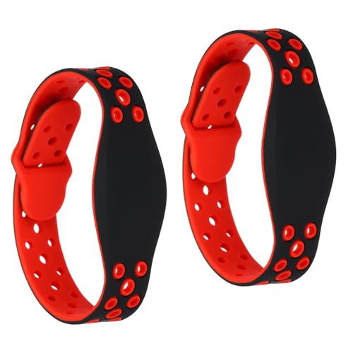 PATIKIL RFID Silicona Pulseras, 2 Pack 13.56MHZ Inteligente IC Tarjeta Pulsera Impermeable ID Muñequeras Bandas Puerta Acceso Control para Natación Piscina Baño Centro, Rojo