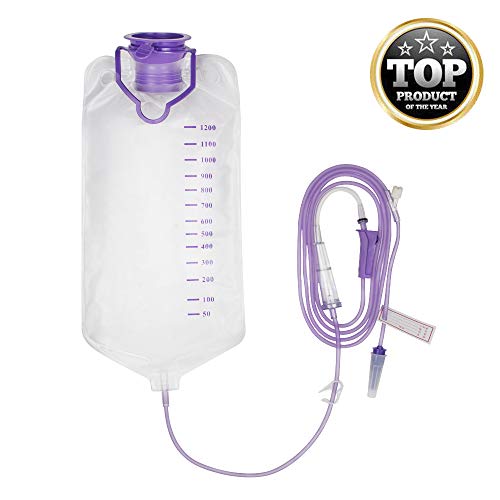 Denshine 1200ML Enteral Delivery Gravity Bag Set, Disposable Enteral Nutrition Bag, Gravity Feeding
