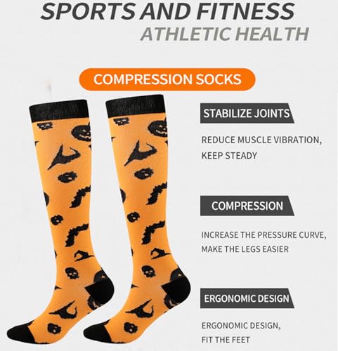 Image of Women's Knee High Compression Socks for Running Work Support Nurses Pregnancy Travel,Colorful Over The Calf Socks,#W402