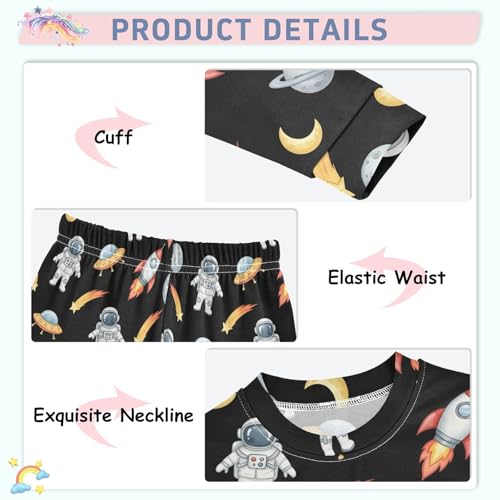 Pajama Sets Long Sleeve Space Cartoon Astronauts Rockets Soft Comfy Sleepwear 2 Piece PJS 3-8T4