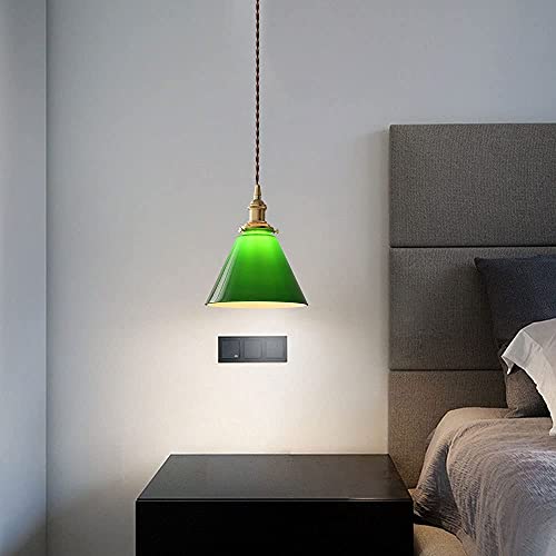 Lámpara colgante de cerámica verde estilo nórdico retro con cable regulable 3