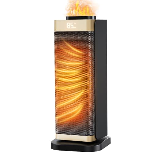 Space Heaters for Indoor Use, Staholz Portable Space Heater with Humidifier/Ambient Light, Family-Safe Electric Heaters with Thermostat,12H Timer,70° Oscillation,Ultra-Quiet for Home Office(GD)