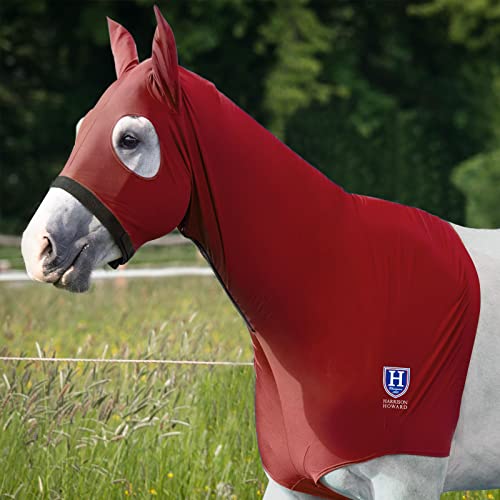 Image of Harrison Howard Stretch Horse Slinky Hood All-Covered Comfortable Horse Sleazy Neck with Zipper -Red Large