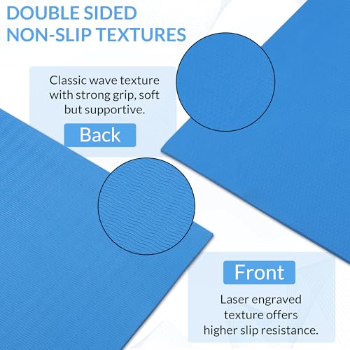 Fitness Mantra® 4mm Yoga Mat for Gym Workout and Yoga Exercise Anti-Slip Yoga Mat for Men & Women Fitness |Qnty.-1 Pcs.|4mm, Blue| (Image - 5)