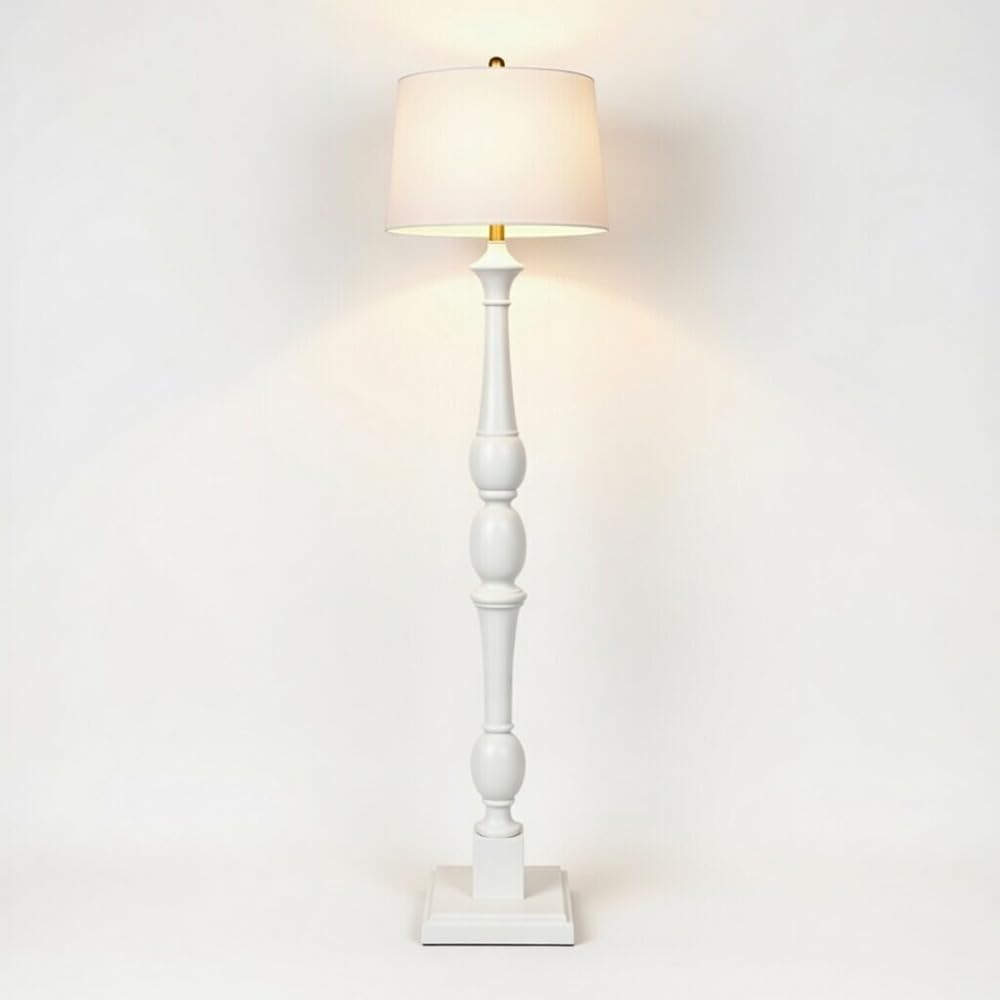 Decor Therapy Crossmill Resin Baluster Floor Lamp, Satin White