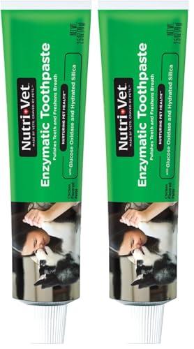 Image of Nutri-Vet Enzymatic Dog Toothpaste, Plaque Remover for Teeth, Dog Breath Freshener, Tooth Whitening, Puppy Essentials, Made in The USA, Non-Foaming Chicken Flavor, 2.5 oz (Pack of 2)