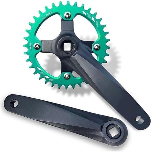 マウンテンバイク クランクセット 152/165/170MM スクエアテーパー クランクセット 104 BCD 32T/34T/36T/38T シングルスピード ナローワイドチェーンリング クランクアームセット 7/8/9/10/11/12スピード用 アル