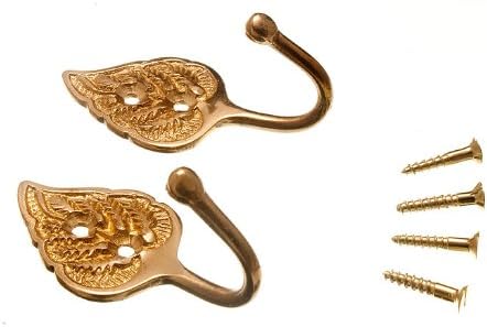3 X Premium Solid Brass Leaf Style Curtain Tie Back (30 X 65 X 30mm)