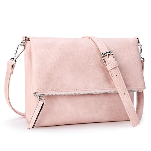 Image of KALIDI Vintage Vegan Leather Crossbody Bag PU Shoulder Bag Handbag Multiple Pockets Adjustable Removable Strap Women