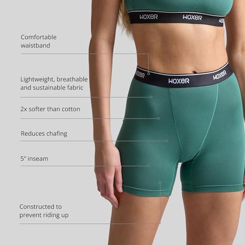 Image of Woxer Womens Baller 5 inch High Waisted Boy Shorts Underwear - Seamless Boxer Briefs, Boyshort Panties, No Show Women's Boxers