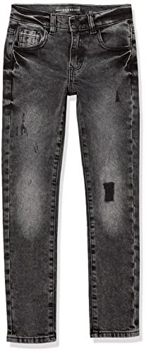 GUESS Jeans elástico para meninos com 5 bolsos rasgados e reparados, Antracite Usados, 8 anos