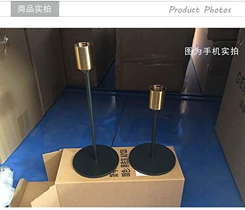 Set of 2 Brass Gold Candlestick Holders - Classic Taper Candle Holders for Wedding, Holiday Dinner Table, Vintage & Modern Home Decor (Gold & Black)