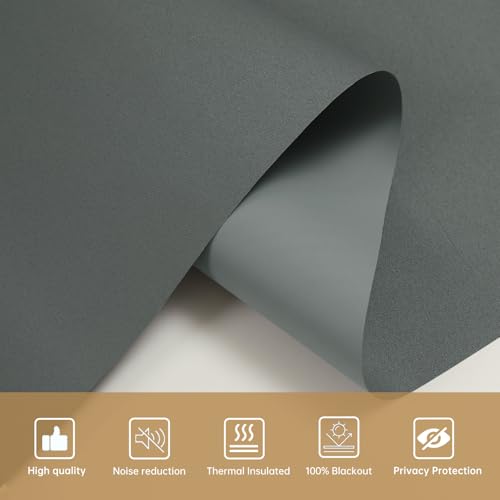 Image of Changshade Blackout Roller Shades for Indoor Windows,Cordless Roller Blinds,Free-Stop Roll Up Shades with Thermal Insulated, Uv Protection Fabric for Bedroom,Office,French Door,Gray,35 inch W72 H