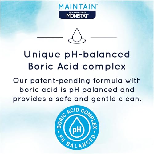 Monistat Boric Acid Feminine Cleanser, Fragrance Free Feminine Wash, 10 Fl Oz, 1 Pack Maintain Feminine Wipes with Boric Acid for Feminine Care, Fragrance Free, 12 Ct - Thumbnail 2