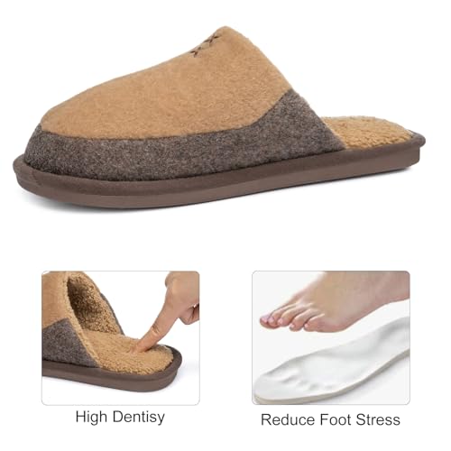 Image of GOEWY Mens Two-Tone House Slippers with Memory Foam Cozy Warm Slip On House Shoes for Indoor Outdoor Gifts for Men Him Dad